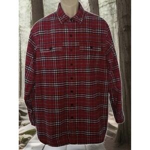 L.L.Bean Traditional Fit Plaid Flannel Shirt Men's L Big & Tall Button Down Y2K